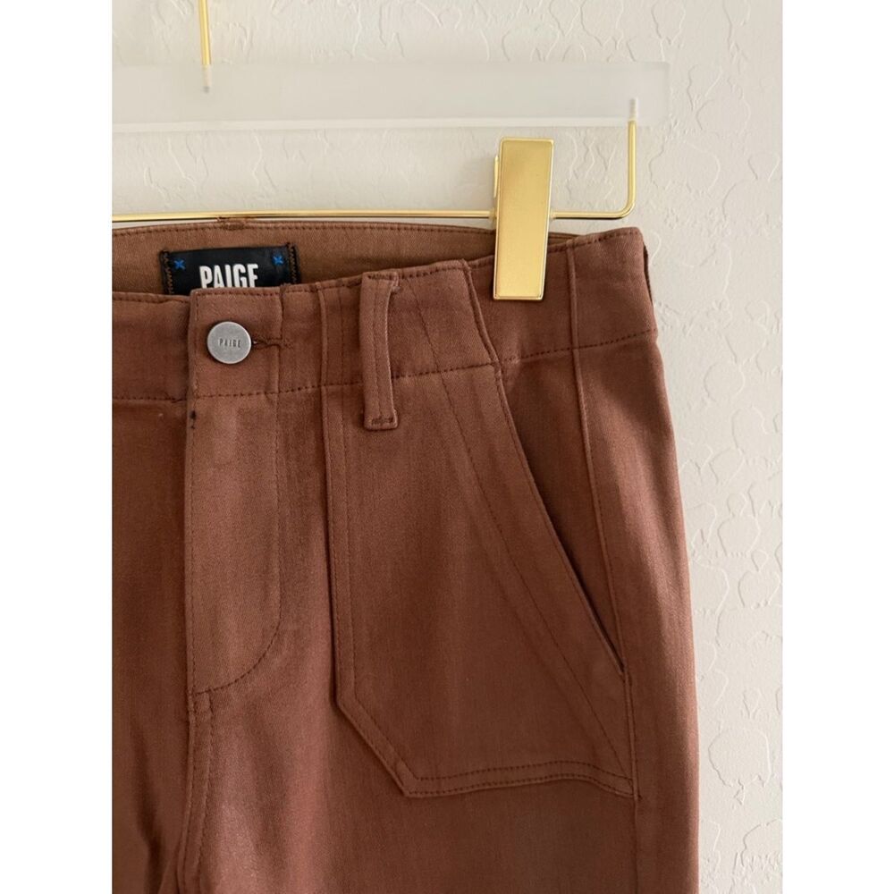 NEW Paige Revolve Mayslie Crop Jogger Style Pants in Coated Brown Size 26 - Picture 6 of 15